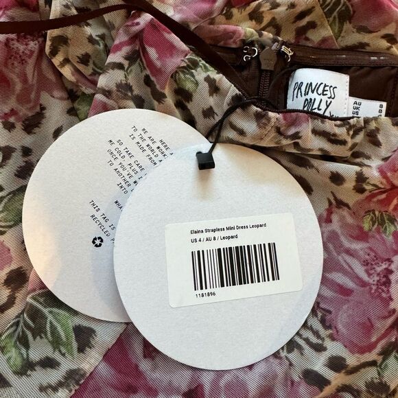 NWT Princess Polly Elaina Strapless Mini Dress | Size 4 | Leopard - Picture 8 of 8
